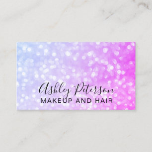 Paarse roze glitter met elegante typografie visitekaartje
