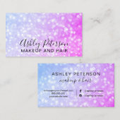 Paarse roze glitter met elegante typografie visitekaartje (Voorkant / Achterkant)
