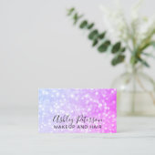 Paarse roze glitter met elegante typografie visitekaartje (Staand voorkant)