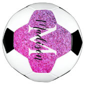 Paarse roze glitter ombre monogram op maat voetbal (Gedraaid)
