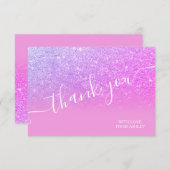 Paarse roze glitter ombre sparkle script bedankt j (Voorkant / Achterkant)