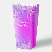 Paarse Roze Glitter Popcorn Dozen Aangepaste Tekst Bedankdoosjes (Voorkant)