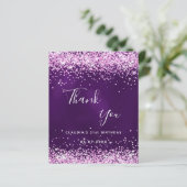 Paarse roze glitter spark bedankt (Staand voorkant)