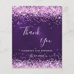 Paarse roze glitter spark bedankt