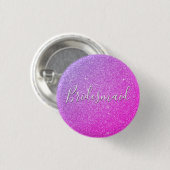 Paarse Roze Glitter & Sparkle Bruidsmeisje Ronde Button 3,2 Cm (Voorkant /achterkant)