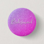 Paarse Roze Glitter & Sparkle Bruidsmeisje Ronde Button 3,2 Cm (Voorkant)