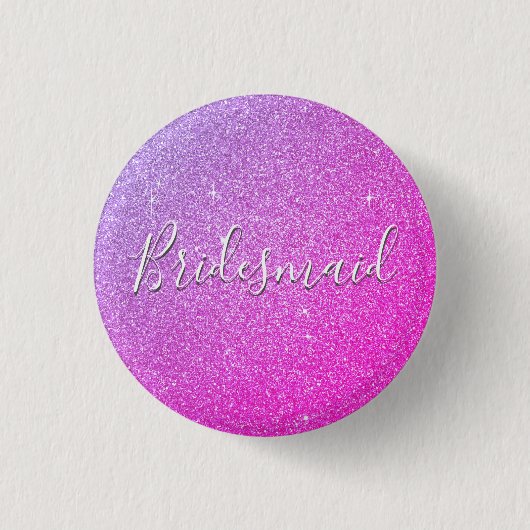 Paarse Roze Glitter & Sparkle Bruidsmeisje Ronde Button 3,2 Cm (Voorkant)