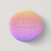 Paarse Roze Glitter & Sparkle Bruidsmeisje Ronde Button 3,2 Cm (Voorkant)