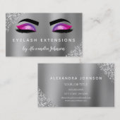 Paarse roze glitter Sparkle Eyelash Extensions Visitekaartje (Voorkant / Achterkant)