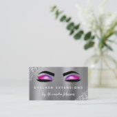 Paarse roze glitter Sparkle Eyelash Extensions Visitekaartje (Staand voorkant)