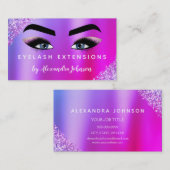 Paarse roze glitter Sparkle Eyelash Extensions Visitekaartje (Voorkant / Achterkant)