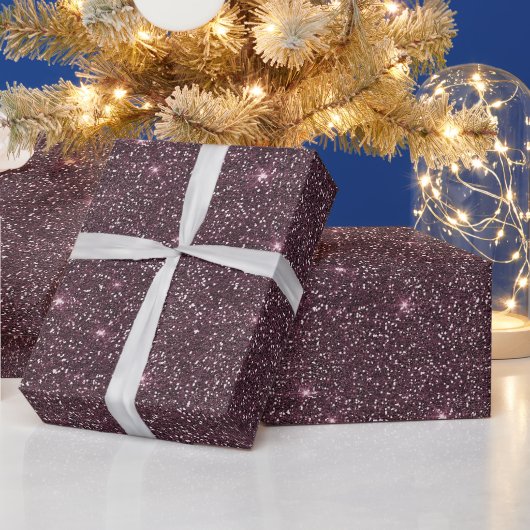 Paarse Roze Glitter Sparkle Moderne Kerst Cadeaupapier (Feestdagen)