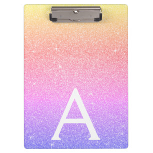 Paarse Roze Glitter & Sparkle Monogram School Klembord