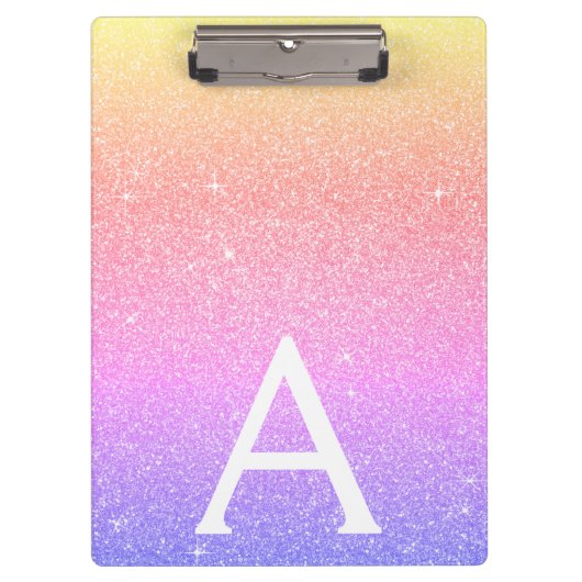 Paarse Roze Glitter & Sparkle Monogram School Klembord (Voorkant)