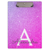 Paarse Roze Glitter & Sparkle Monogram School Klembord (Voorkant)