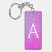 Paarse Roze Glitter & Sparkle Monogram Sleutelhanger (Voorkant Links)