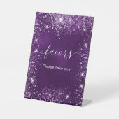 Paarse roze glitter sparkles-bord reclamebord met voetstuk (Voorkant)