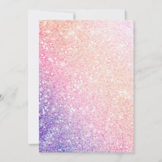 Paarse roze glitter verjaardag kaart (Achterkant)