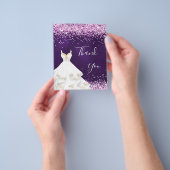 Paarse roze glitter witte jurk bedankt budget flyer (Hand)