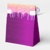 Paarse roze glitterdruppels voor de geboorte bedankdoosjes (Achterkant)