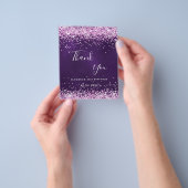Paarse roze glitters glans budget bedankbriefje flyer (Hand)