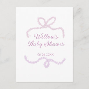 paarse roze glitterschoen baby shower naam datum e briefkaart