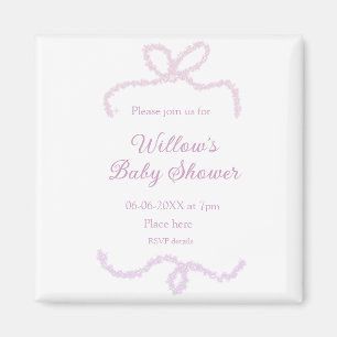 paarse roze glitterschoen baby shower naam datum e magneet