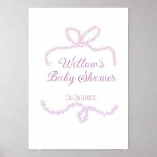paarse roze glitterschoen baby shower naam datum e poster