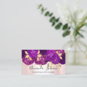 Paarse roze Gold Flowers Logo Event Planner QRCode Visitekaartje (Staand voorkant)