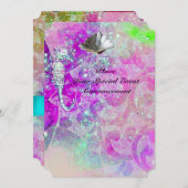 PAARSE ROZE GOLVEN, ZEEPAARDJES, SCHELPEN, BLAUWE  KAART (Voorkant / Achterkant)