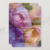  Paarse Roze Gouden Bloem 16e Verjaardag Kaart (Voorkant / Achterkant)