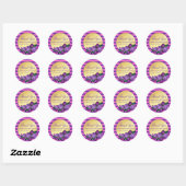Paarse, roze, gouden bruiloft gepersonaliseerd dan ronde sticker (Vel)