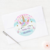 Paarse roze gouden eenhoorn verjaardagsgunst Stick Ronde Sticker (Envelop)