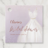 Paarse Roze Gouden Elegante Jurk Bruidsbegeleiding Bedankjes Labels (Voorkant)
