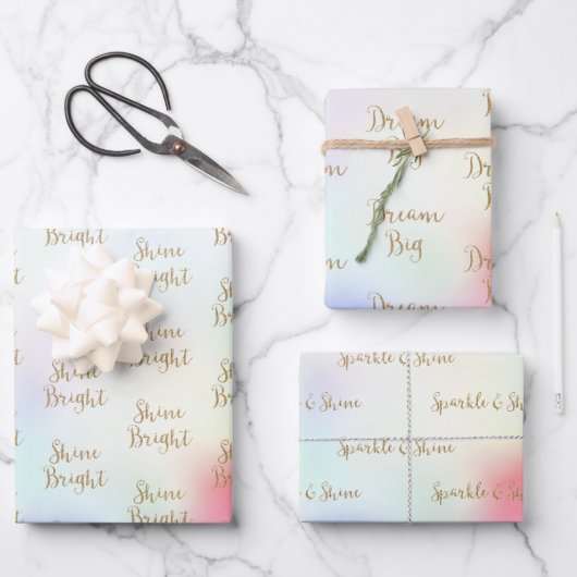 Paarse Roze Gouden Glitter Dream Shine Sparkle Inpakpapier Vel (Voorkant)