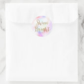Paarse roze gouden glitter glans ronde sticker (Tas)