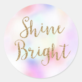 Paarse roze gouden glitter glans ronde sticker