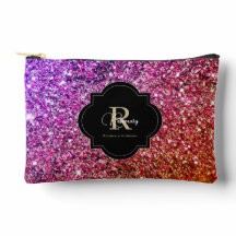 Paarse Roze Gouden Glitterige Glans Naam Monogram