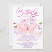 Paarse Roze & Gouden Vlinder Kussen Baby shower Kaart (Voorkant)