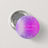 Paarse roze goudglitter - Jouw tekst Ronde Button 3,2 Cm (Voorkant /achterkant)