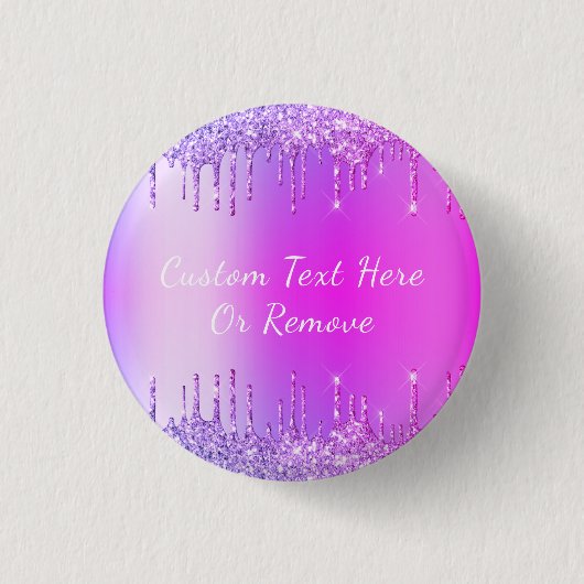 Paarse roze goudglitter - Jouw tekst Ronde Button 3,2 Cm (Voorkant)