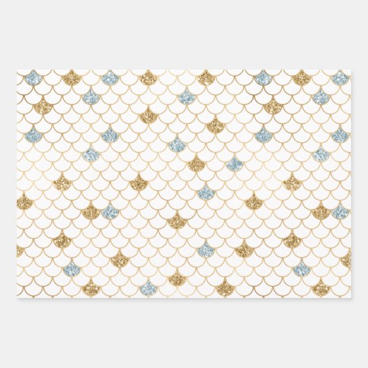 Paarse roze goudzout Glitter Mermaid Sparkle Inpakpapier Vel (Voorkant 3)