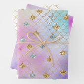 Paarse roze goudzout Glitter Mermaid Sparkle Inpakpapier Vel (In situ)
