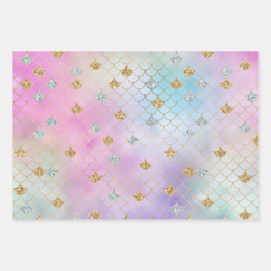 Paarse roze goudzout Glitter Mermaid Sparkle Inpakpapier Vel (Voorkant)