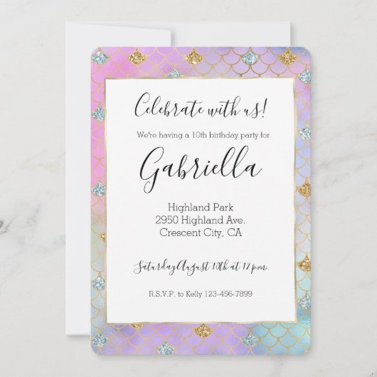 Paarse roze goudzout Glitter Mermaid Sparkle Kaart (Voorkant)