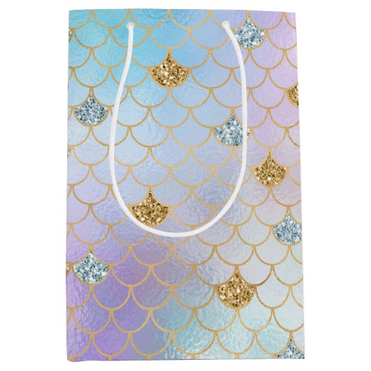 Paarse roze goudzout Glitter Mermaid Sparkle      Medium Cadeauzakje (Voorkant)