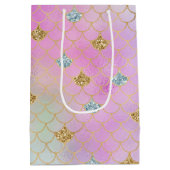 Paarse roze goudzout Glitter Mermaid Sparkle      Medium Cadeauzakje (Achterkant)