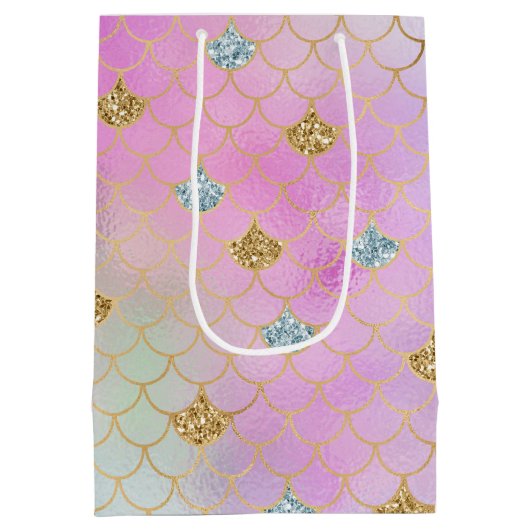 Paarse roze goudzout Glitter Mermaid Sparkle      Medium Cadeauzakje (Achterkant)