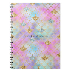Paarse roze goudzout Glitter Mermaid Sparkle Notitieboek