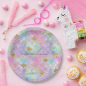 Paarse roze goudzout Glitter Mermaid Sparkle Papieren Bordje (Feest)